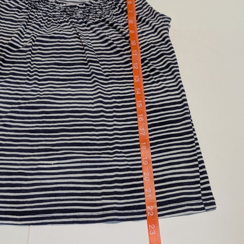 Ann Taylor Loft blue & white stripped sleeveless shirt with smocked neckline, - Picture 11 of 11